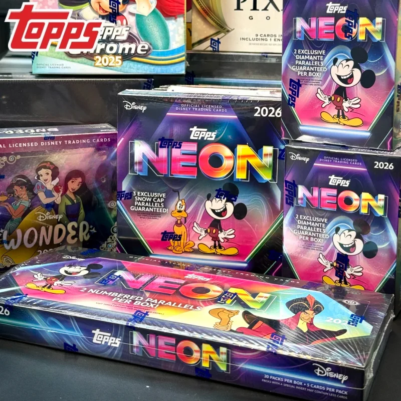 Коллекционные карточки Hot Topps Disney Original 2026 Neon Trading Cards Mega Box Value Box: коллекция карточек Микки Мауса, подарок для коллекционеров