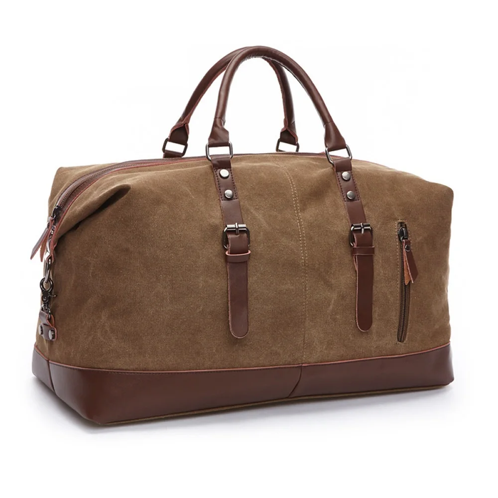 Bolsas de viaje de cuero de lona originales para hombres, bolsas de equipaje de mano para hombres, bolsas de lona de viaje grandes, bolsa de fin de