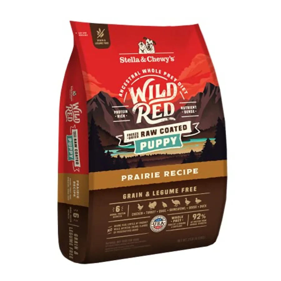 

Wild Red Dry Dog Food Raw Coated High Protein Grain and Legume Free Puppy Prairie Recipe 21 lb. Bag