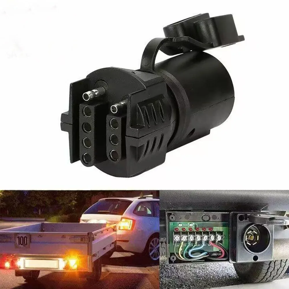 

7 WAY ROUND TO 4 PIN TRAILER WIRE LIGHT ADAPTER PLUG RV AUTO BOAT Connector