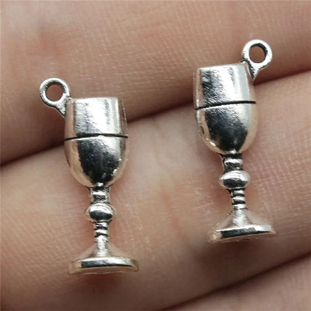 10pcs/lot 20x7x5mm Cup Charms For Jewelry Making Antique Silver Color 0.79x0.28x0.2inch