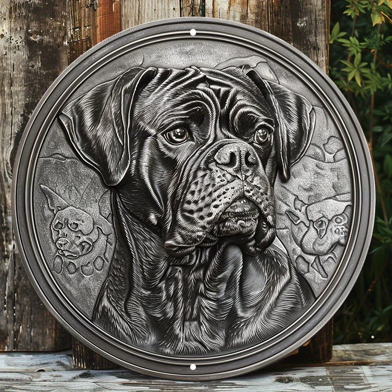 Aluminum Round Door Hanger with HD Printing, Cane Corso Dog Metal Wall Decor, Weather Resistant, Indoor and Outdoor Sign