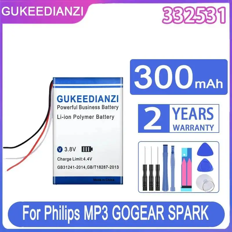 

332531 300mAh For Philips Gogear 2GB 4GB Mp3 Mp4 Battery Fast Charging