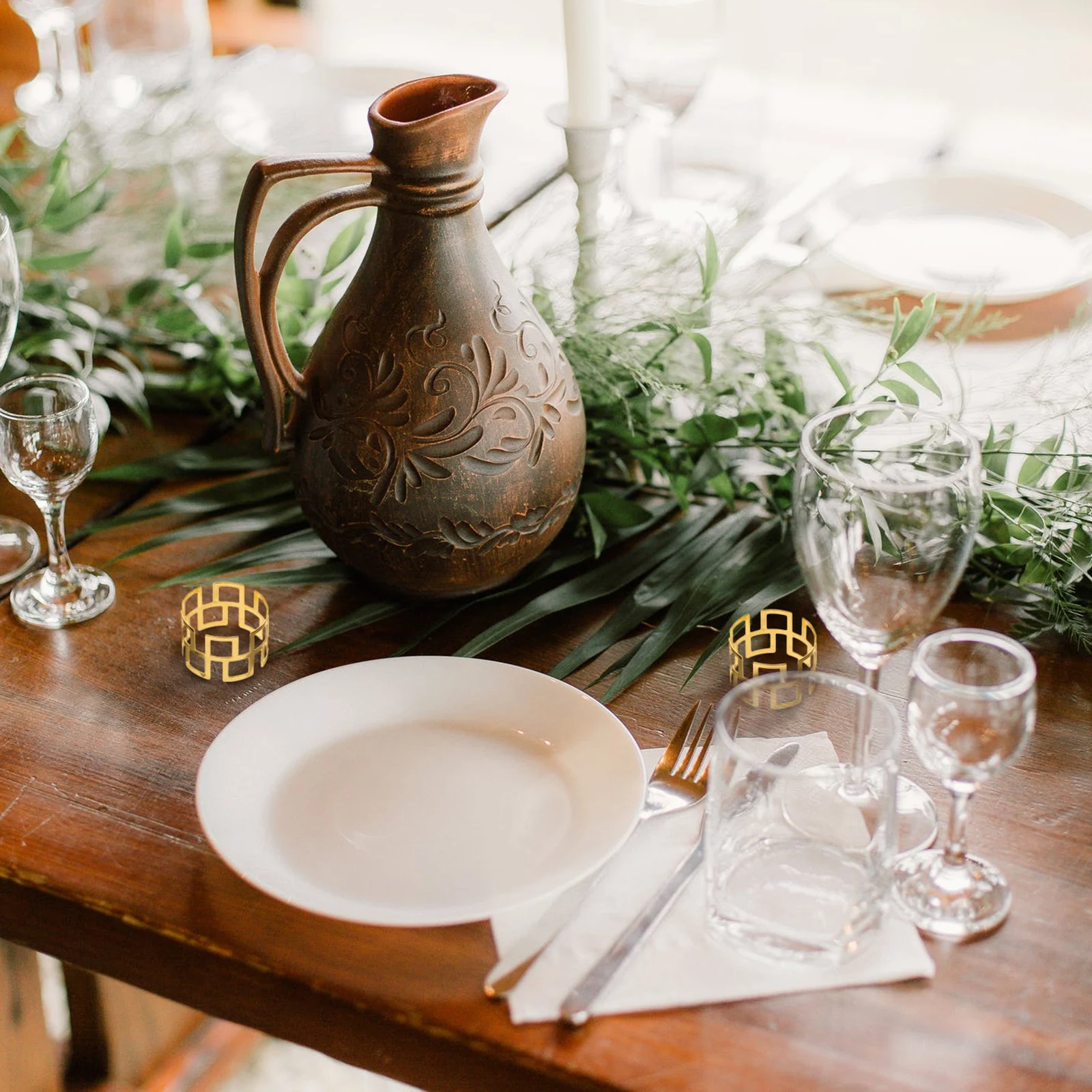 

12 Pcs Ring Elegant Napkin Buckle Metal Tableware Party Supplies Hollow Out Modern Gift Kitchen Bar Accessories