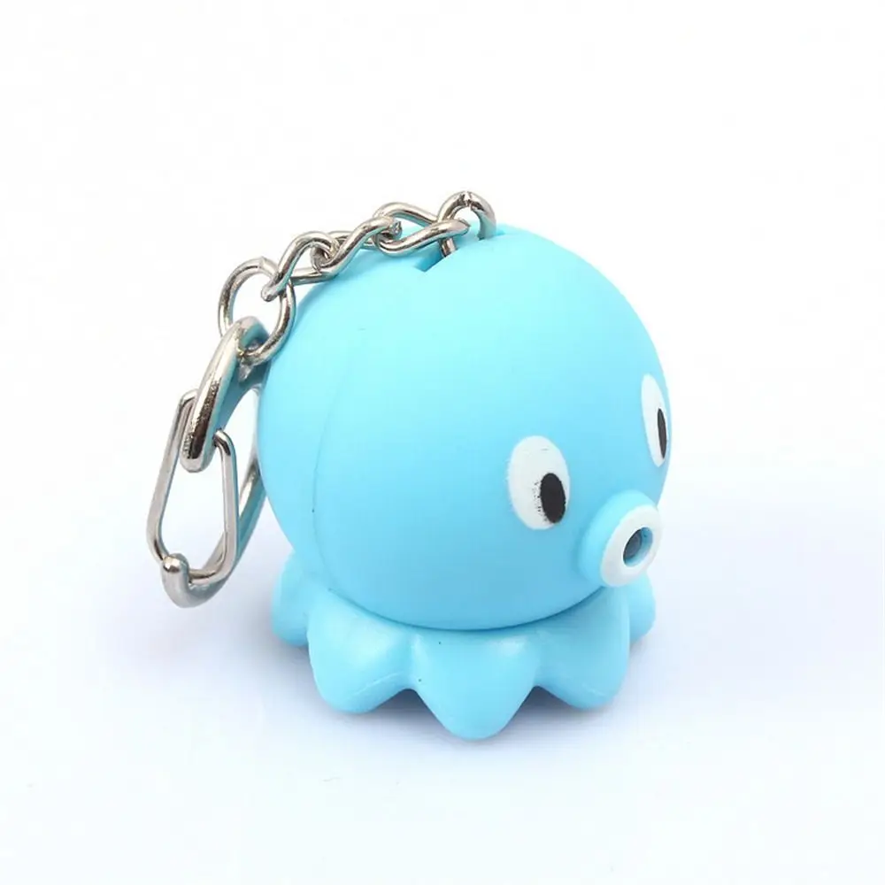 3D Simulation Octopus Keychain Animal Keyholder With Sound Light Sound Key Ring LED Torch Bag Pendant Led Keychains