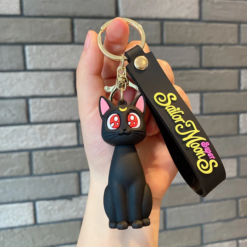 Anime Sailor Moon Keychian Women Cute Artemis Luna Cat Figure Keyring Car Backpack Pendent Key Chain Accessories Gifts Toys