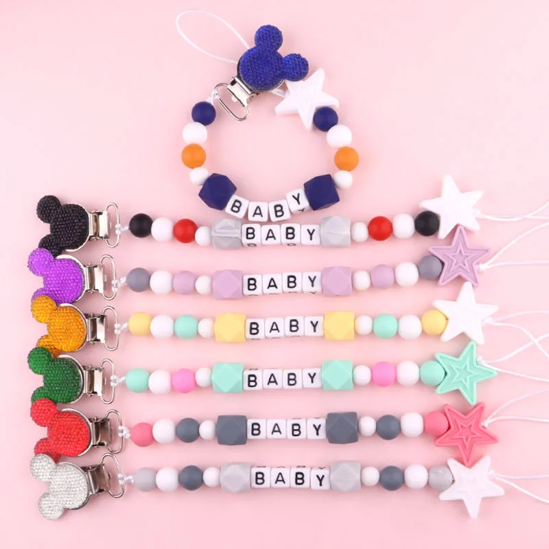 Baby Pacifier Clips Holder Chains Silicone Pacifier Chain Clips Baby Teething Chain Gift