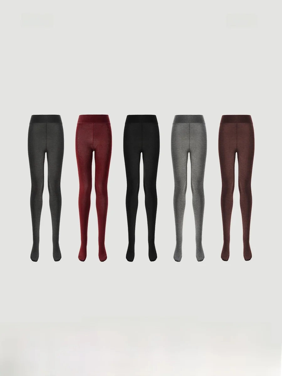 High Density Woolen Pantyhose Flat Weave with Heel Non Slip Leggings Thin Base Layer Pants for Women Autumn Warmth Function