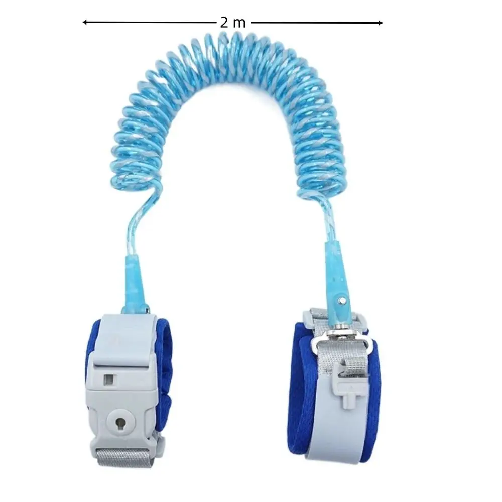 Atualizado 6.56ft anti perdido ligação de pulso cabeça giratória azul rosa pulseira trela com bloqueio chave acessórios caminhada arnês segurança para