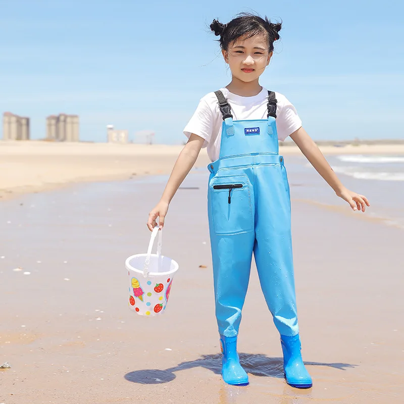 子供用防水オーバーオール-保育園用防水遊び着-釣り服-海辺探検用具-レインパンツ-レインブーツ