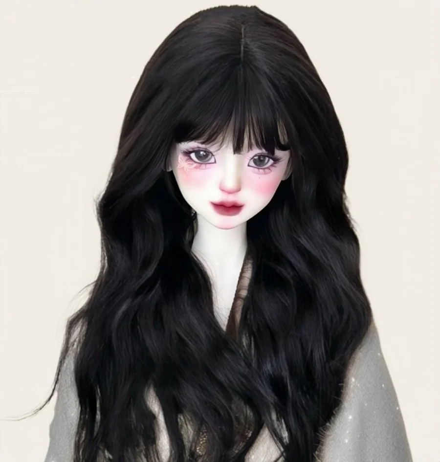 

bjd Doll wig fits into 1/3 1/4 1/6 size Air Liu Sea Ripple Wave Roll Cute preppy soft silk wig doll accessories