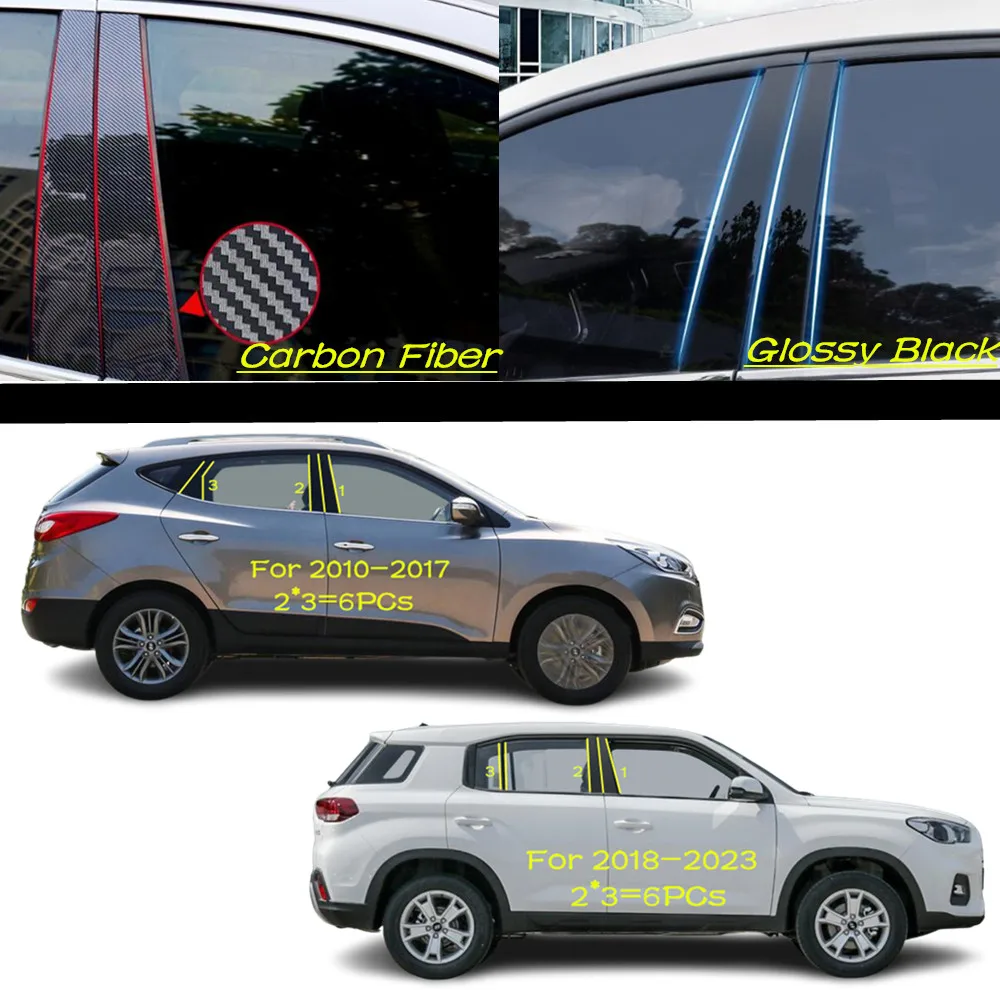 

Car PC Material Pillar Post Cover Door Trim Window Molding Sticker Plate Accessories For Hyundai IX35 2010-2011-2018-2019-2023