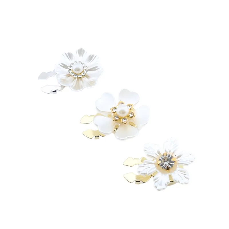 1pcs New Artificial Pearl Flower Cufflinks with Diamond Studded Buttons Faster Party Gifts Boutique Jewelry Accessories