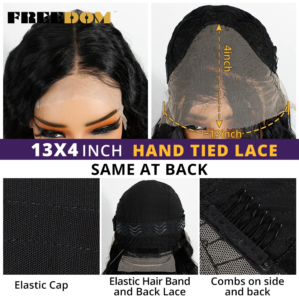 FREEDOM Synthetische Lace-Front-Perücken für Damen, 40 Zoll, extra lang, lockig, 13x4, vorgezupfte Haaransätze, mit freiem Scheitel, Lace-Front-Perücke für den täglichen Gebrauch. – Detail 7
