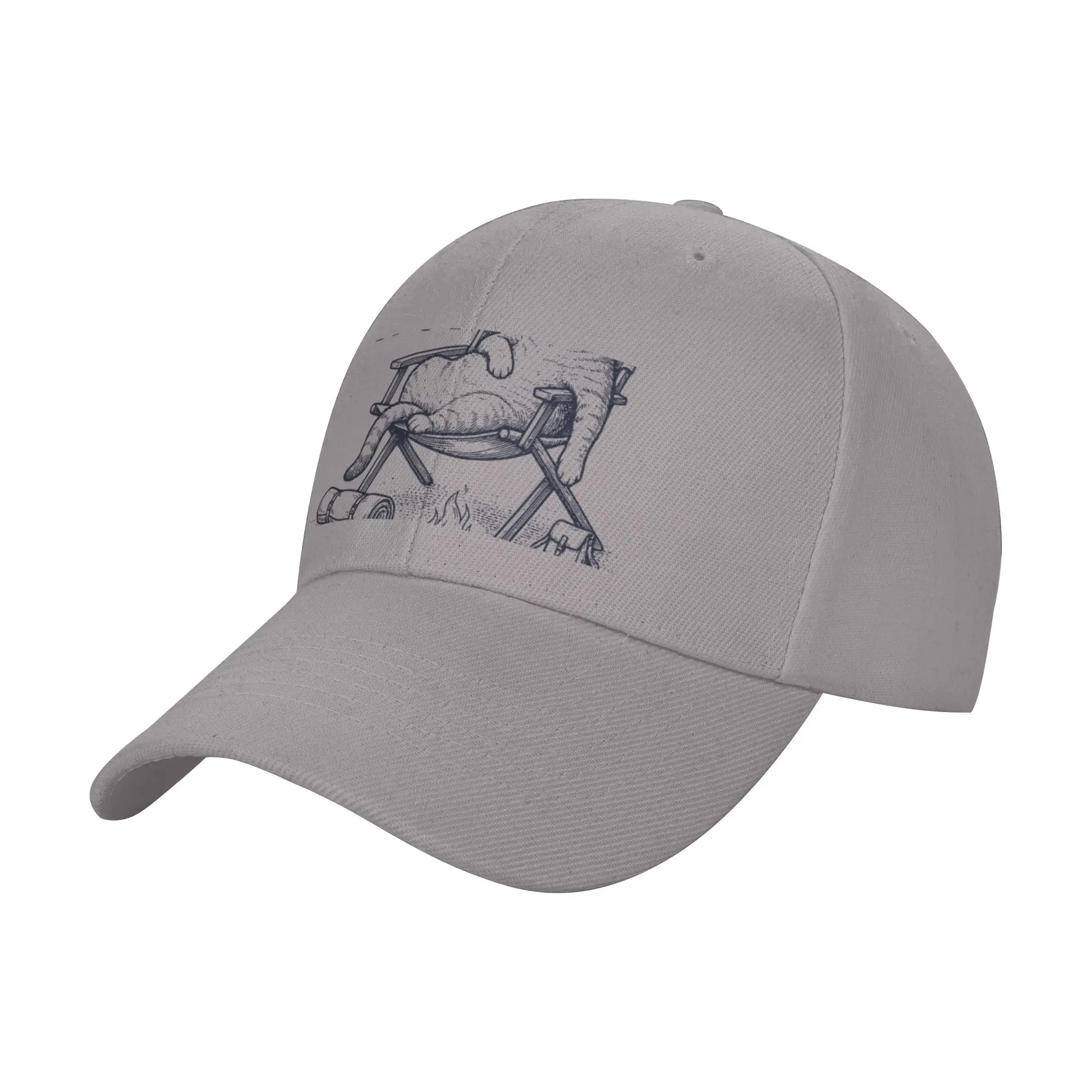 Hot Sale This Spot Cat Camping  Chill Campfire Relaxing Design Baseball Cap  One Size Fits All Visor Cap  Campus Daily Visor Cap