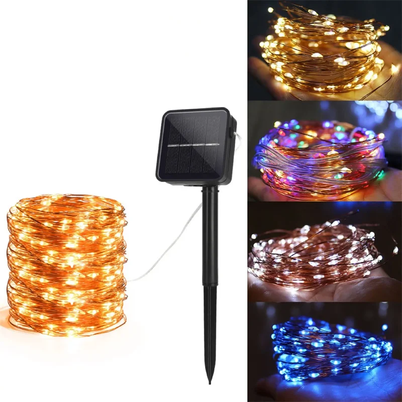 

Solar LED Light Waterproof LED Copper Wire String 100/200 LED Holiday Outdoor LED Strip Christmas Party Wedding Decoration