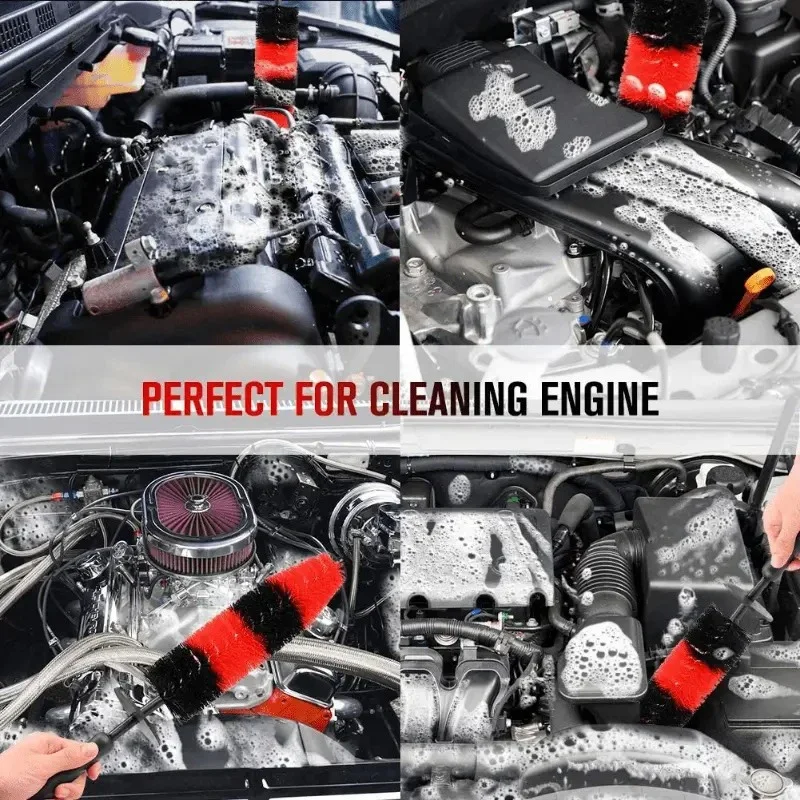 Tire Brush Set Car Detail Kit 19 Inch Long Soft Brush Bristles Wheel Brush Detail Brush Internal and External Cleaning Brush image 4