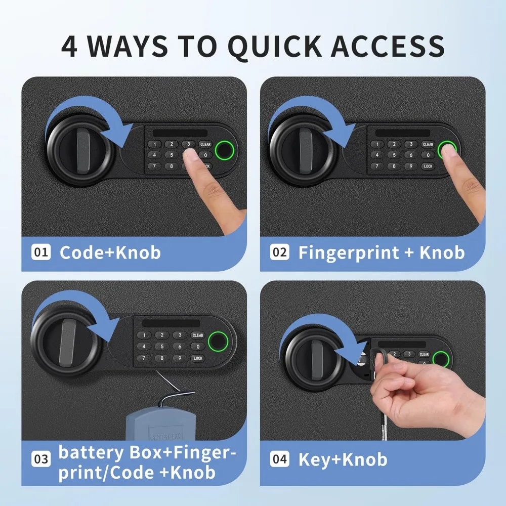 Large Fingerprint Safe – 3.02 Cubic Feet,Biometric Fingerprint Home Safe Box with Digital Keypad,Security Safe with Induction L