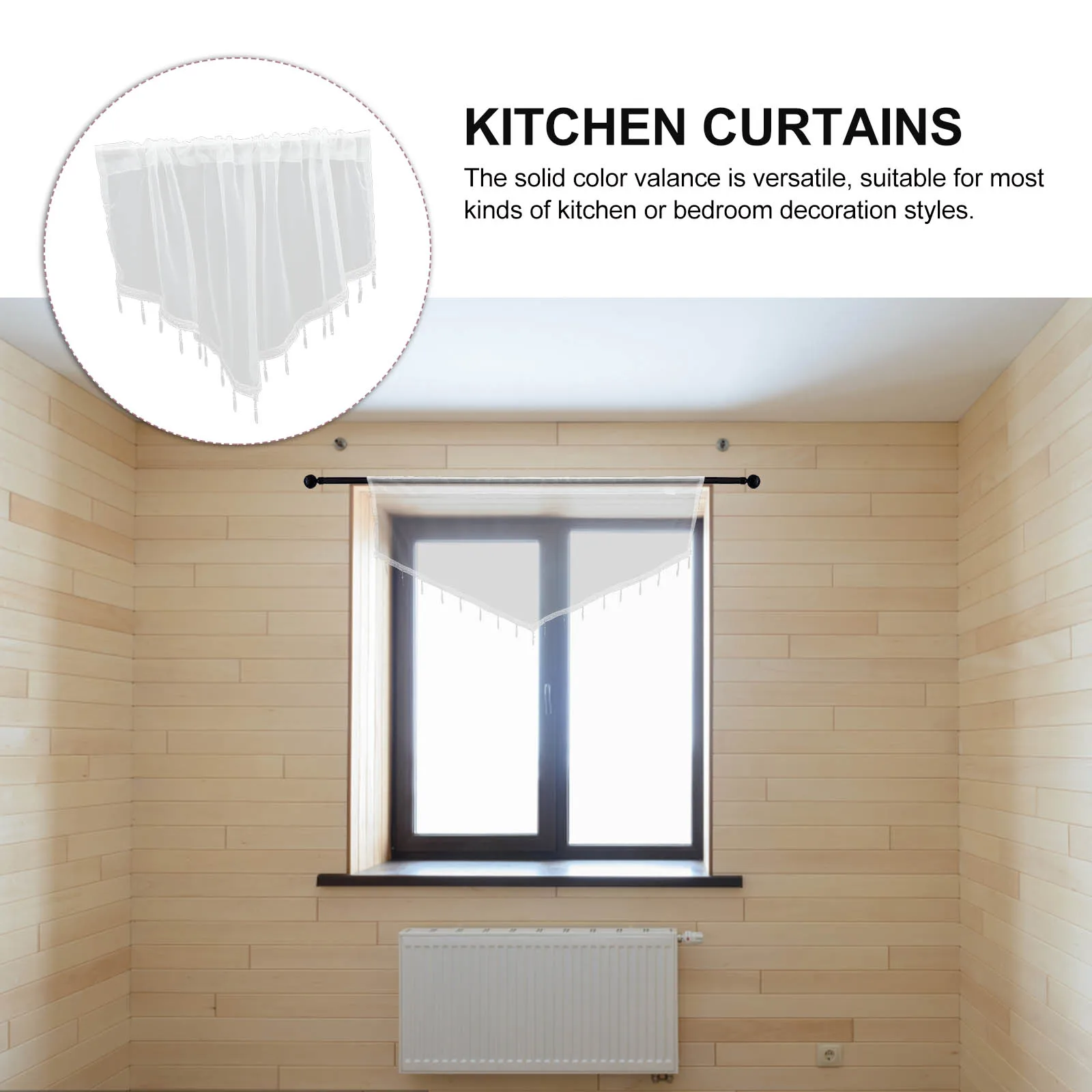 

Triangle Valance Curtains White Short Blackout Window Kitchen Plain Color Polyester Easy Clean Harmonious Decoration