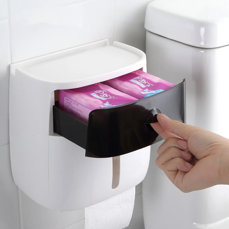 Toilet Paper Holder Waterproof Wall Mounted Toilet Paper Tray Roll Paper Tube Storage Box Tray Tissue Box Shelf Bathroom Product