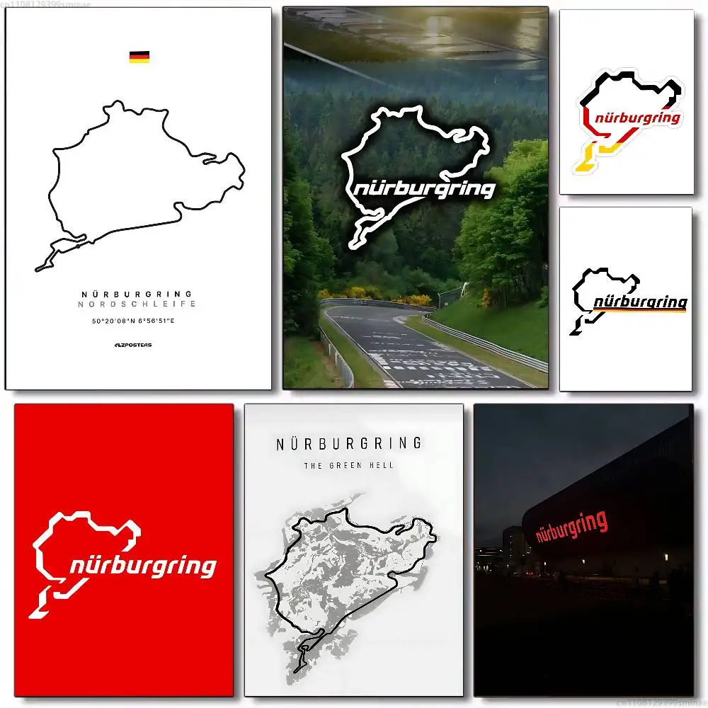 Nurburgring Nordschleife Poster Fancy Poster Wall Sticker for Living Room Bar Vintage Decorative Painting