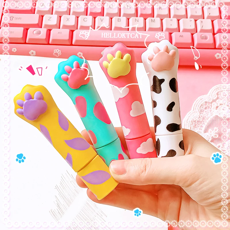 Kawaii Stationery Aesthetic stationery items office supplies gift cute things for school cat paw Lipstick design eraser Rubber