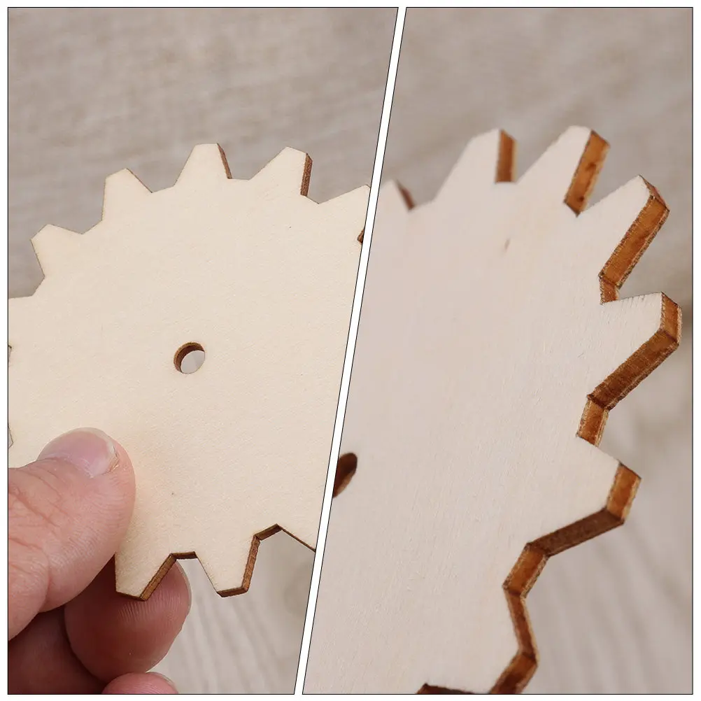 

20Pcs Gear Shaped Wooden Chip Blank Wood Craft for Kids DIY Decoration Educational Wood Slice Supplies Graffiti Accessories