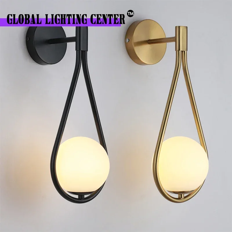 Nordic หรูหรา LED Glass Ball โคมไฟติดผนังห้องนั่งเล่น Modern Wall Sconce ห้องนอนข้างเตียง Corridor โคมไฟในร่ม