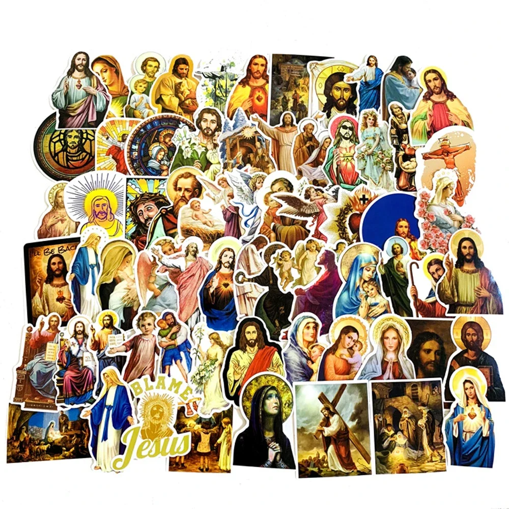 68 Stück Jesus Christian Religion Aufkleber Telefon Laptop Auto Fall Gefrierschrank Gepäck Wand Wasserdicht DIY Graffiti Aufkleber Spielzeug