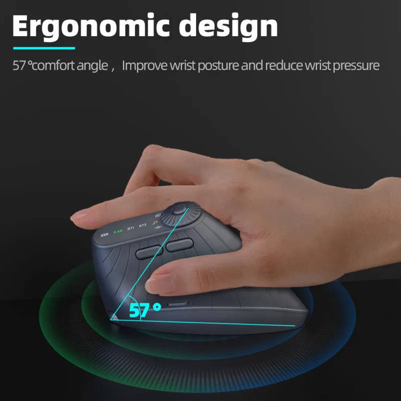 Wireless Vertical Mouse Rechargeable Optical Mice With Function Adjustment Knob Ergonomic Mouse for Multi-Purpose