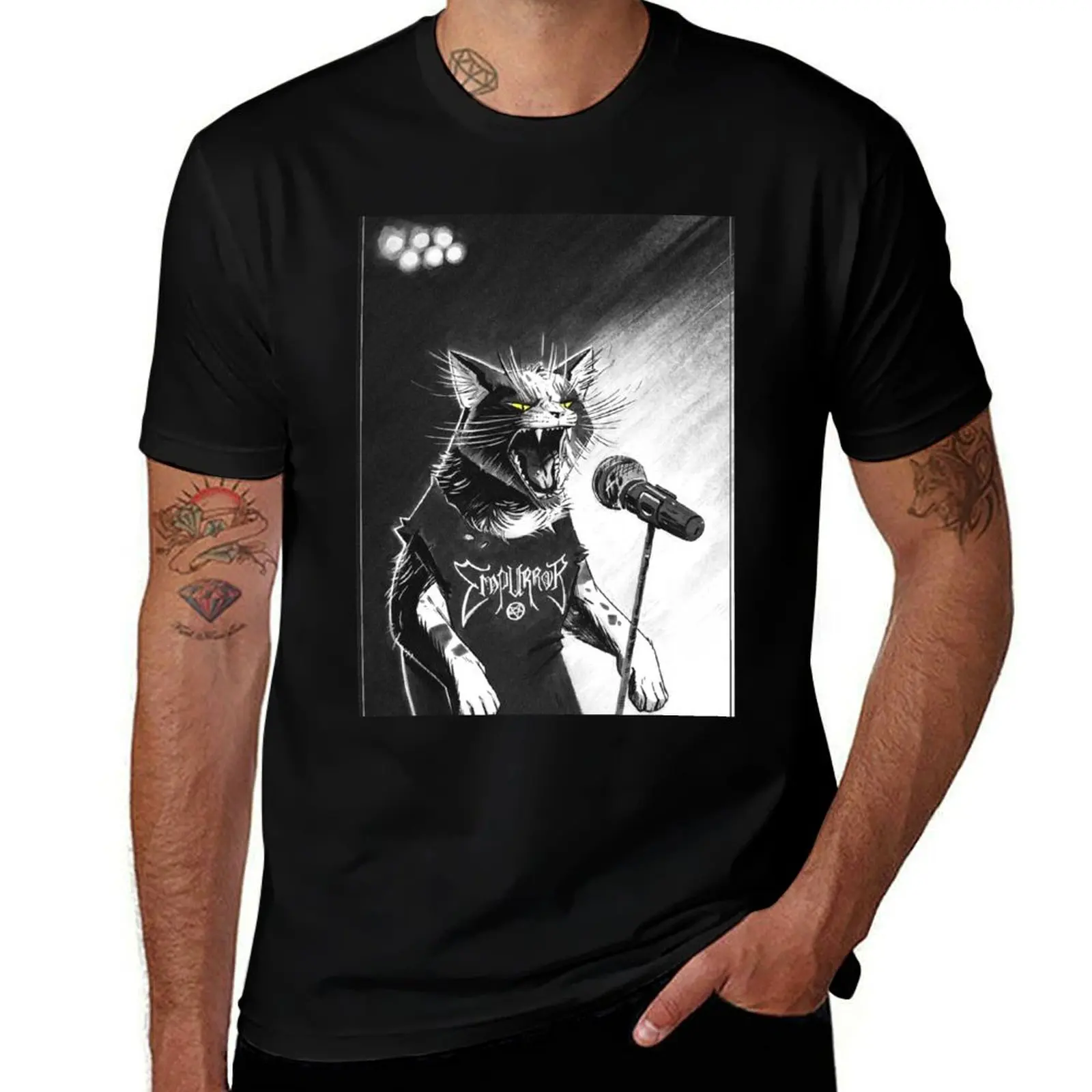 

Kitty man cotton summer T-Shirt shirt man Black t shirt Metal t