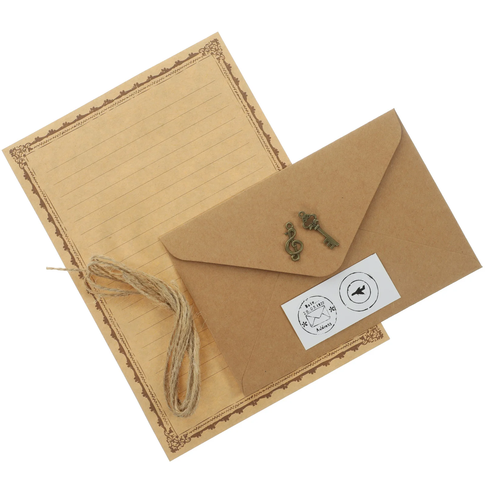 

2Sets Vintage Letter Paper Envelope Set Thick Smooth Writing Paper A5 Size Stationery for Notes Messages Traveler Notebook