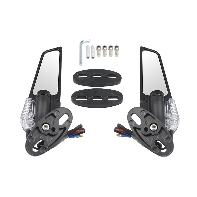 مرايا جناح الدراجة النارية مع إشارة الانعطاف LED مرايا خفية دوارة قابلة للتعديل مرايا جانبية للرؤية الخلفية ضوء كهرماني لهوندا #2