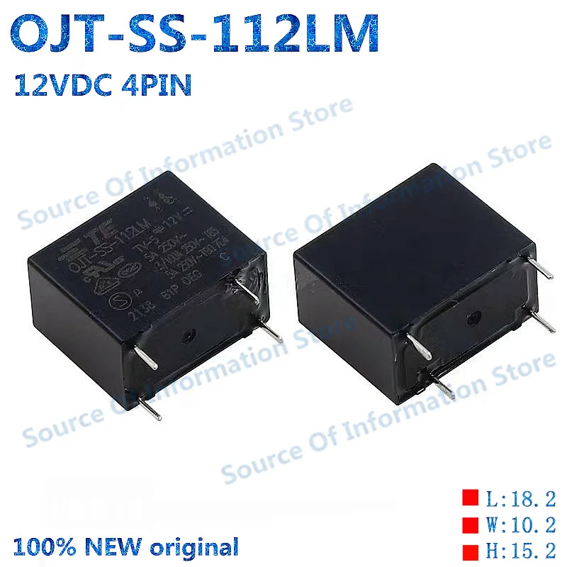 

10Pcs, Miniature PCB Relay, OJT-SS-112LM, 12VDC, 5A, 4PIN