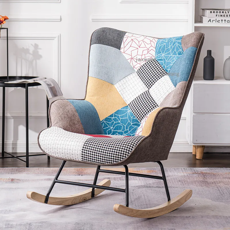 Nieuwe woonkamer chaise lounge stoel Nordic licht luxe schommelstoel thuis doek enkele bank luie lounge stoel slaapkamermeubilair