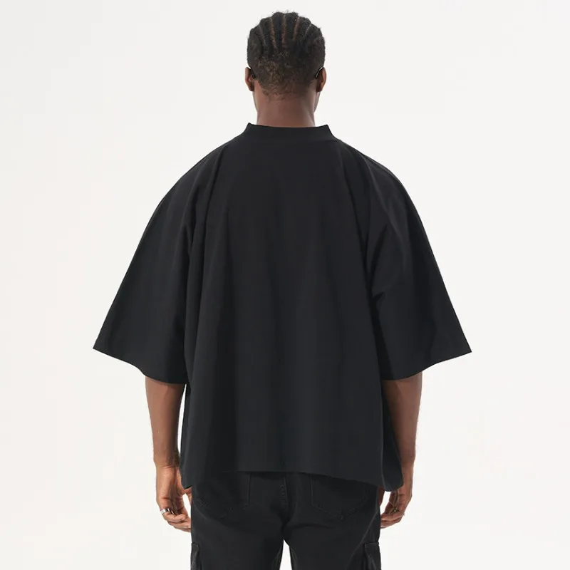 Solid Color Trendy Men's Short Sleeve T-Shirt- Heavyweight Pure Cotton Half-Sleeve Casual Shirts