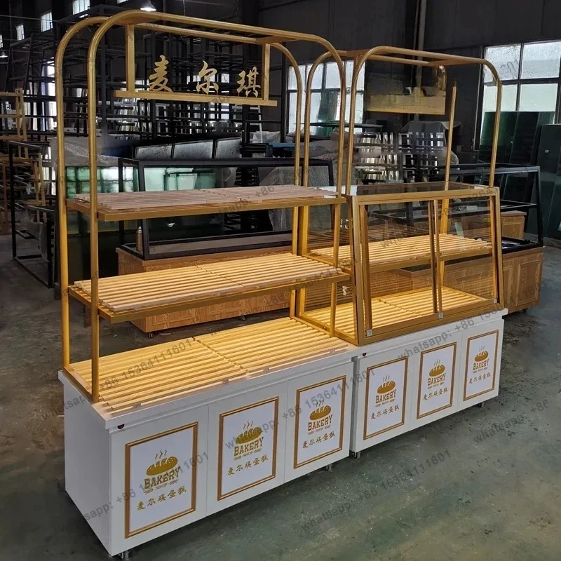 yj21 Bread Display High Side Cabinet Cake Shop Baking Fried Goods Drawer Wrought Iron Solid Wood Middle Island Cabinet Model Cab