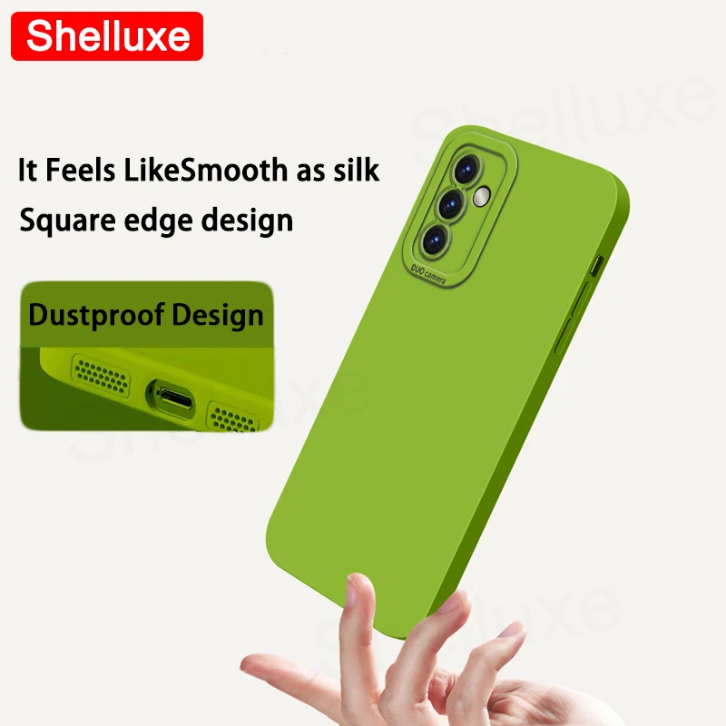 A54 A55 A56 حافظة Shelluxe مربع السائل سيليكون لينة حالات لسامسونج غالاكسي A56 A55 A54 A52 s A52s A53 حريري يشعر غطاء الهاتف