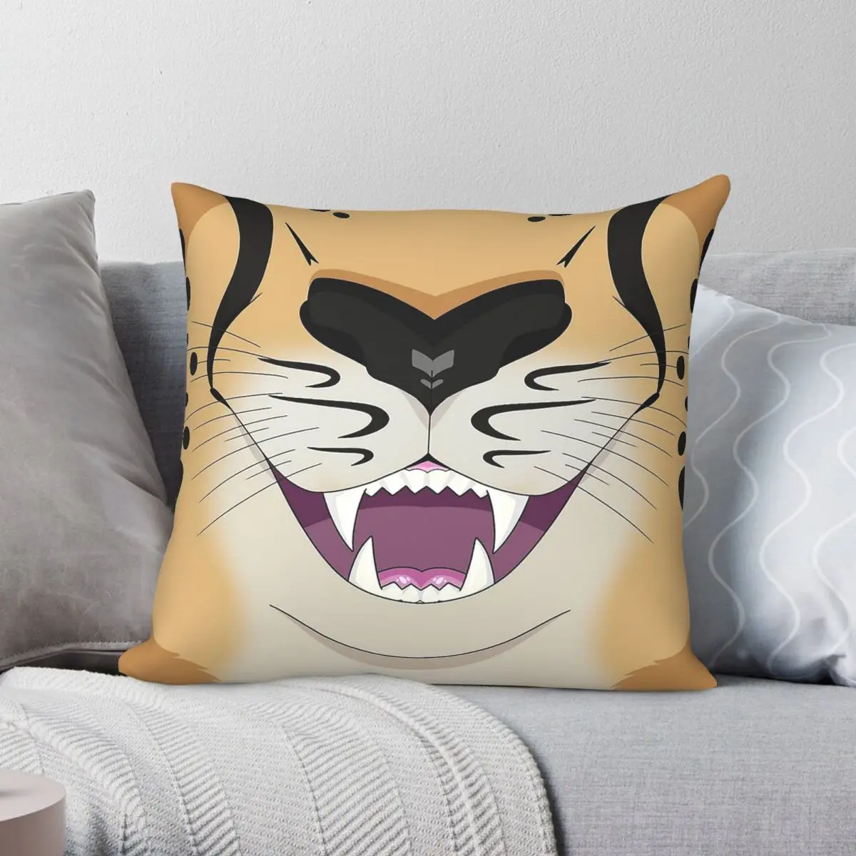 Cheetah Teeth Sharp Square Pillowcase Polyester Linen Velvet Pattern Zip Decorative Car Cushion Cover