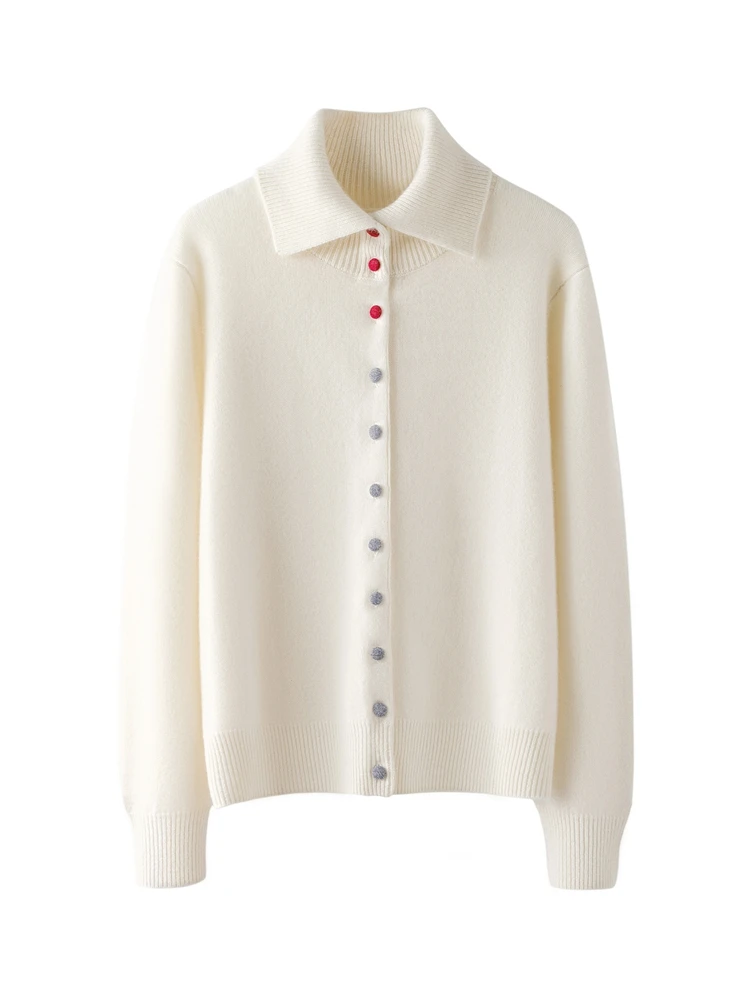 رائعة 100% الكشمير نعمة الراحة محبوك بدوره إلى أسفل طوق سترة سترة الخريف الشتاء الدافئة لينة الملابس النسائية القمم