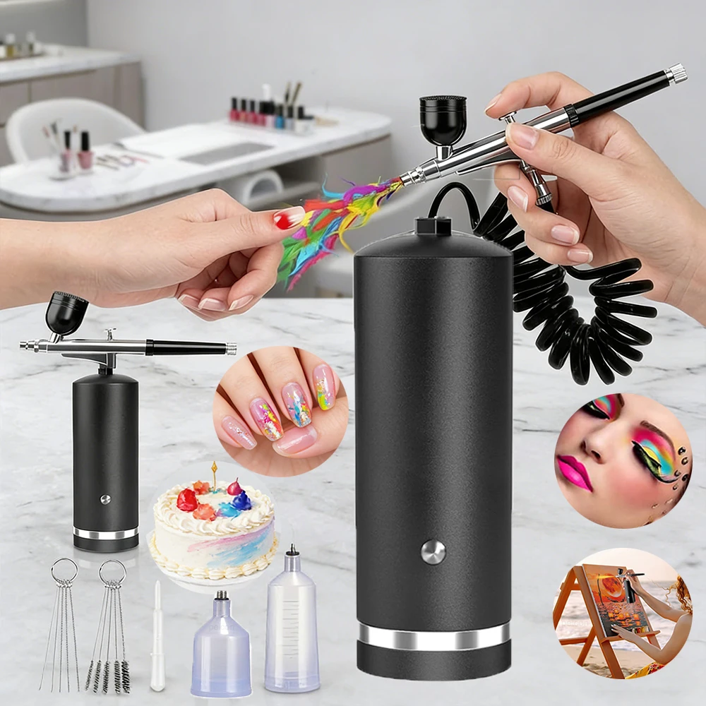 

Аэрограф с компрессором для рисования, маникюра, тату, декора тортов, портативный аэрограф-спрей для макияжа и ногтей