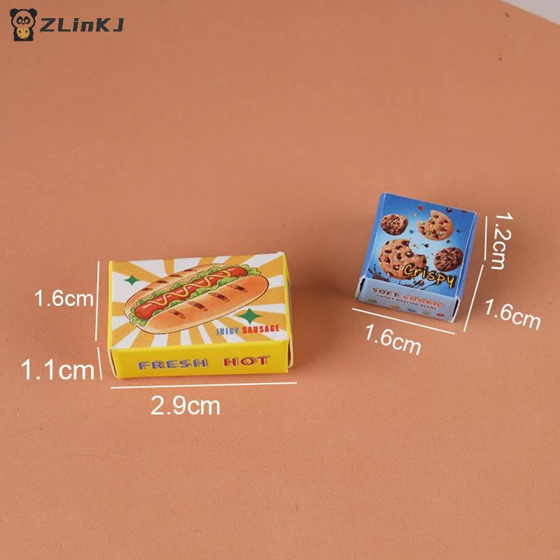 ▶5 Sets Miniature Fast Food Packaging Boxes 1:12 Scale Dollhouse Hot Dog Bread Cookie Boxes For Doll House Kitchen Scene Decor view 4