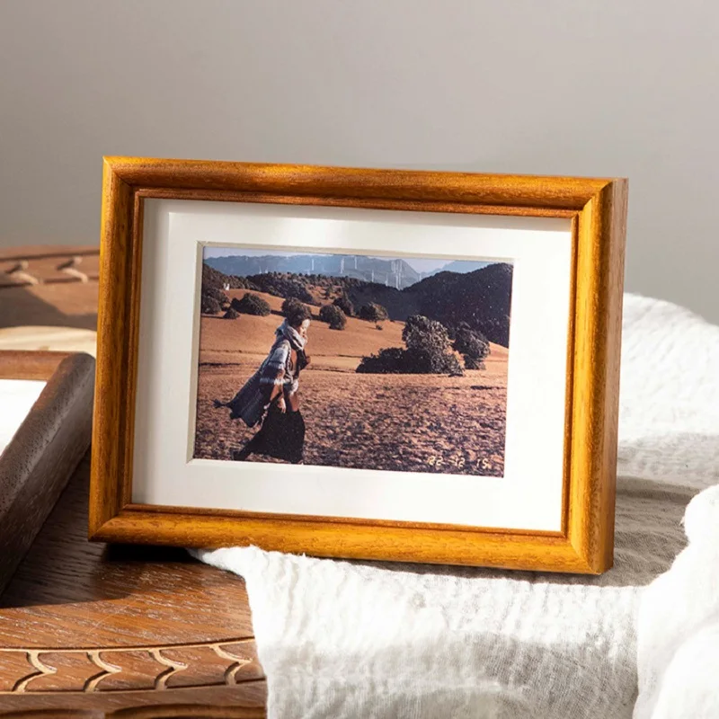Black Walnut Solid Wood Rounded Corner Photo Frame Couple photo display Wooden Picture Frame Artwork Holder Desktop Decor