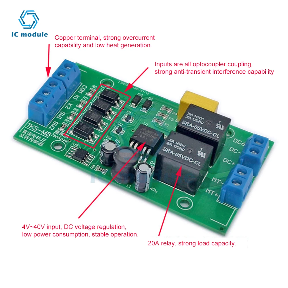 DC 5V 12V 24V BLDC Motor Driver Controller Module Forward Reverse 20A High Current with Limit Relay Driver Lifting Control Board