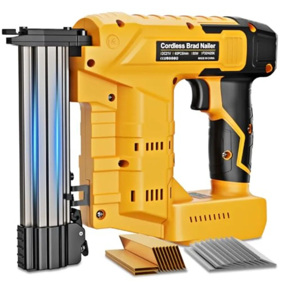 

18GA Brad Nailer for De-Walt 20V Battery 2-in-1 Cordless Nail Gun and Staple Gun Includes 1600 Pcs Nails and Staples Single and