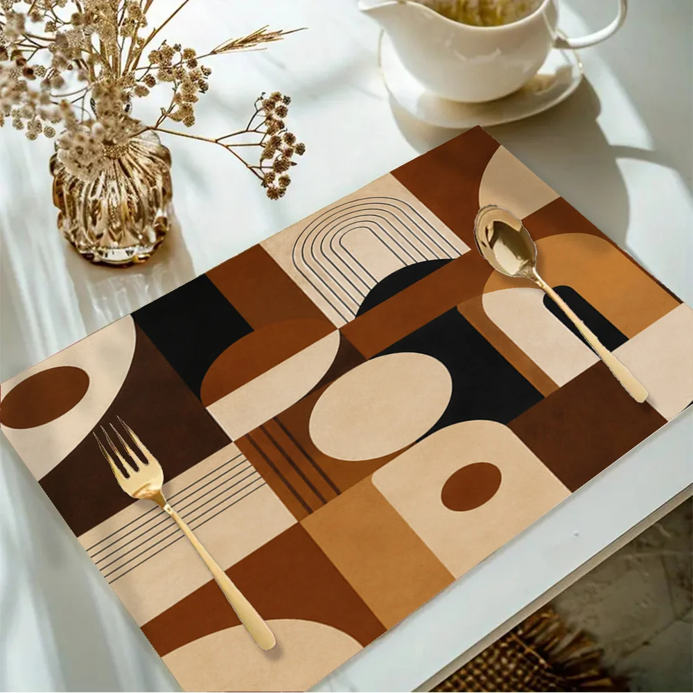 1 pc Abstract Geometric Art Style Square Placemats, Easy to Clean for Kitchen Dining Table Coffee Table Home Decor Placemats