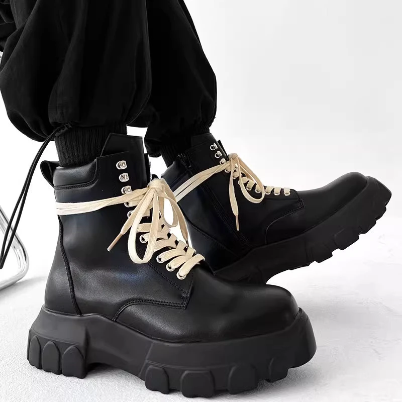 England style men's casual party nightclub ankle boots original leather shoes cowboy platform boot stylish cool motorcycle botas