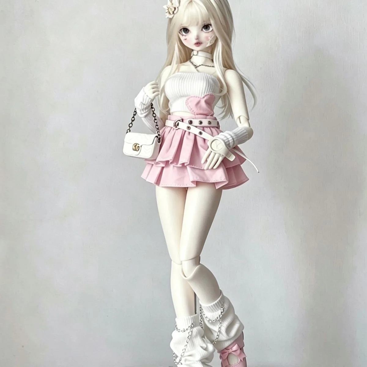 （customization 30day）BJD doll clothes suitable for 1/4  size white set clothes set doll accessories (6 points)