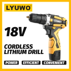 LYUWO Electric Tool 18V Cordless Lithium Electric Drill 40N. m Household 10mm Lightweight Electric Drill Strong Endurance