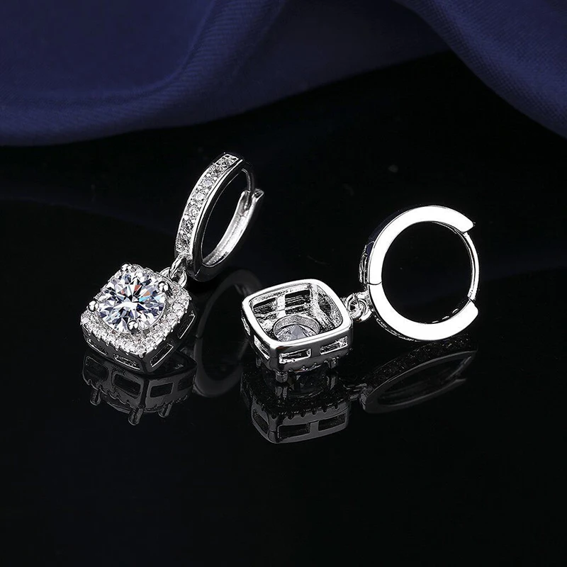Feiner Schmuck Moissanit-Diamanten Tropfenohrringe Echtes 925 Sterling Silber 3EX VVS1 D-Farbe Rundschliff 5 MM GRA-Zertifiziert – Detail 8